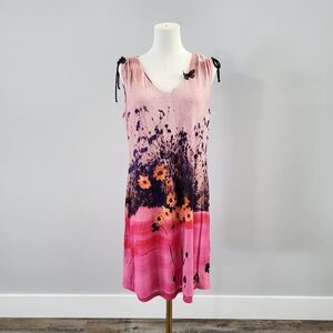 Luc Fontaine Viscose Blend Abstract Floral Shift Dress